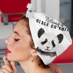 Bandana Panda Funky Moderne Noir Et Blanc Avec Citation