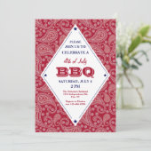 Bandana Pattern 4 juli BBQ Uitnodiging (Staand voorkant)