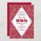 Bandana Pattern 4 juli BBQ Uitnodiging (Voorkant / Achterkant)