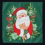 Bandana Père Noël Et Chat<br><div class="desc">Festif Jolly Santa Claus</div>