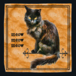 Bandana Photographie d'animal de compagnie de chat noir d'<br><div class="desc">Le texte "miow meow meow", à gauche, a un modèle de texte ; vous pouvez donc modifier le texte en mots, nom, initiales ou monogramme. Ce thème d'Halloween utilise la photographie d'un chat noir avec des reflets oranges, des yeux jaunes et un arrière - plan orange-grunge pour vous mettre dans...</div>