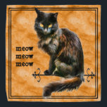 Bandana Photographie d'animal de compagnie de chat noir d'<br><div class="desc">Le texte "miow meow meow", à gauche, a un modèle de texte ; vous pouvez donc modifier le texte en mots, nom, initiales ou monogramme. Ce thème d'Halloween utilise la photographie d'un chat noir avec des reflets oranges, des yeux jaunes et un arrière - plan orange-grunge pour vous mettre dans...</div>