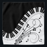 Bandana Piano Keyboard Music Design<br><div class="desc">Clavier noir et blanc classique avec un flair incurvé. Des notes musicales rajoutées ajoutent un aspect festif.</div>