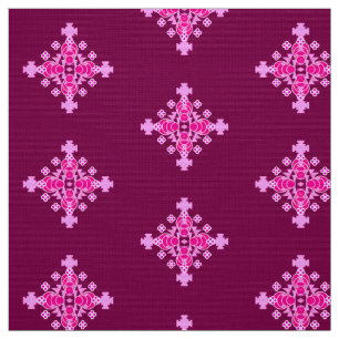 Bandana Print - bleek roze en pruimen Stof