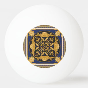 Bandana Print: Zwart Blauw Goud. Pingpongballen