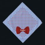 Bandana Red Hearts Cute Bow Cravate Personnalisée Nom de l<br><div class="desc">Bleu d'Oxford,  parsemé de coeurs rouges,  et fini avec une cravate arc assortie...  personnalisée avec le nom de votre animal. Vous pouvez modifier la couleur de l'Arrière - plan et le style,  la taille et la couleur du texte à l'aide du menu d'édition.</div>