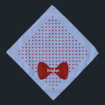 Bandana Red Hearts Cute Bow Cravate Personnalisée Nom de l<br><div class="desc">Bleu d'Oxford,  parsemé de coeurs rouges,  et fini avec une cravate arc assortie...  personnalisée avec le nom de votre animal. Vous pouvez modifier la couleur de l'Arrière - plan et le style,  la taille et la couleur du texte à l'aide du menu d'édition.</div>