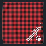 Bandana Retro Red Flannel Naughty Christmas Dog<br><div class="desc">Ce bandana présente une flanelle rouge rustique et une police rétro amusante avec la moitié "coquine" de coquine et agréable. Il fait le bandana de Noël parfait pour votre chien ou chat.</div>
