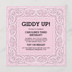 Bandana rose Invitation d'anniversaire