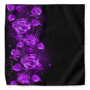 Bandana Roses violets sur noir et violet
