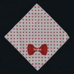 Bandana Rouge Coeurs mignon Cravate Bow personnalisé Gris<br><div class="desc">Les coeurs rouges saupoudèrent sur une toile grise, finissent avec une jolie cravate arc assortie, et personnalisées avec le nom de votre animal. Remplissez le modèle pour ajouter le nom de votre animal de compagnie, ou retirez l'option de nom, selon votre préférence. Vous pouvez modifier la couleur de l'Arrière -...</div>