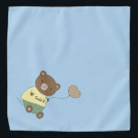 Bandana Teddy E. Teddy Bear Personnalisé Blue Pet<br><div class="desc">Arrière - plan bleu, et un mignon ours en peluche au nez rose... tenant un ballon. Sur son ventre, il a le nom de votre animal. La couleur Arrière - plan est personnalisable, tout comme la police, la couleur de police et le nom... à l'aide du menu modifier. Personnalisez-le à...</div>