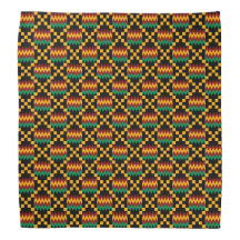 Tissu Kente Africain Jaune, Vert, Rouge, Noir