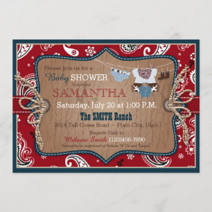 Bandanna Print Cowboy Baby shower Kaart