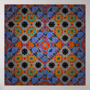 Bandanna shawl, ontwerp van tablecloth fabric, zij poster