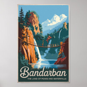 Bandarban Bangladesh Travel Art Vintage Poster