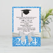 Bande blanche Bleu Leopard Invitation de graduatio (Debout devant)