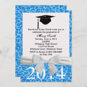 Bande blanche Bleu Leopard Invitation de graduatio (Devant / Derrière)