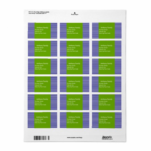 Bande blanche étiquette Green & Navy (Feuille entière)