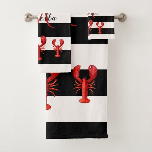 Bande blanche noire monogramme de homards rouges (En situation)