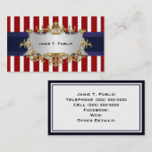 Bande blanche rouge, Ruban bleu, Étiquette encadré (Devant / Derrière)