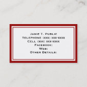 Bande blanche rouge, Ruban vert, Étiquette encadré (Dos)