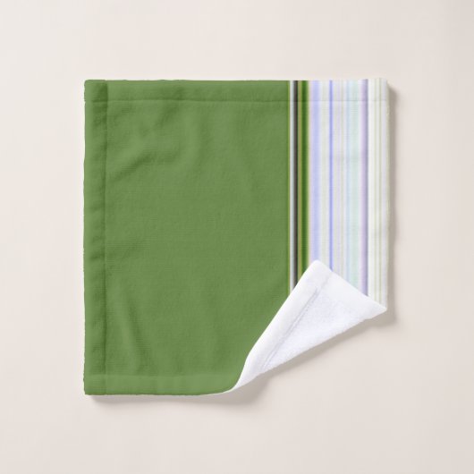 Bande blanche sur vert (Gant de toilette)