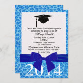 Bande Bleue Et Léopard Bleu Invitation De Graduati (Devant / Derrière)