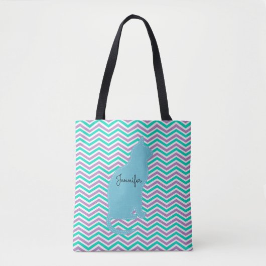 Bande Chevron Avec Chat Tout Sur Sac fourre-tout D (Devant)