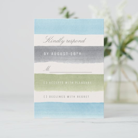 Bande d'aquarelle rustique mariage de plage RSVP (Debout devant)