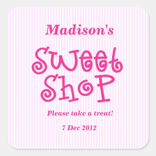 Bande de bonbons rose Sweet Shop Sticker (Devant)