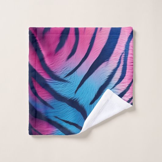 Bande de tigre rose et bleu (Gant de toilette)