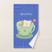 Bande dessinée de la tasse de thé mignonne humour  (Serviette à main)