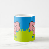 Bande dessinée d'éléphant rose tasse à café (Centre)