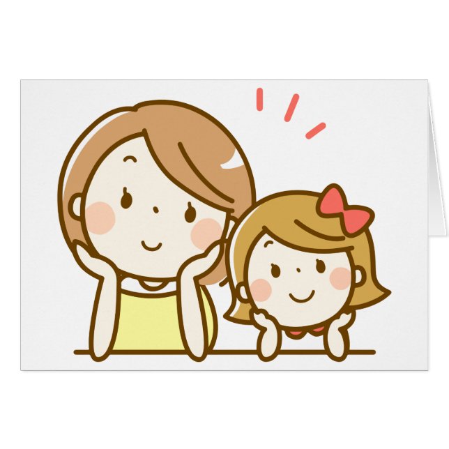 Bande dessinée heureuse de mère et de fille (Devant horizontal)