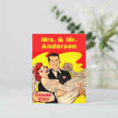 Bande dessinée mariage couple merci Carte postale (Debout devant)