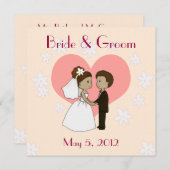 Bande dessinée mignonne de couples de faire-part (Devant / Derrière)