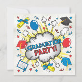 Bande dessinée Pop Art Graduation Party Invitation (Devant)