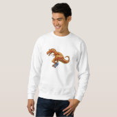 Bande dessinée T-rex de sweatshirt avec la planche (Devant entier)