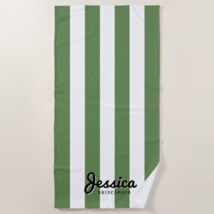 Bande d'olive et de blanc Serviette de plage Bri