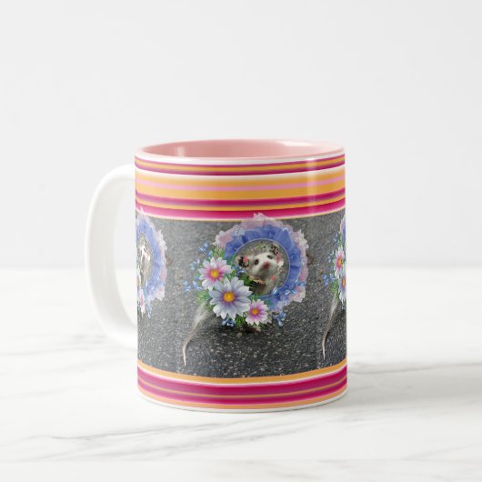 Bande d'Opossum Flore Mug rose (Devant gauche)