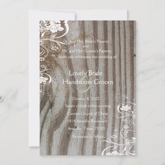 Bande En Bois Regarder Faire-part de mariage dente (Devant)