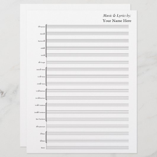 Bande en laiton de musique en feuille blanche (Devant / Derrière)