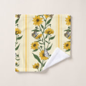 Bande florale Sunroot sur blanc cassé (Gant de toilette)