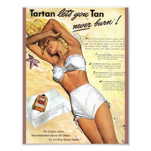  bande Girl Tanning Lotion en foto Foto Afdruk (Voorkant)