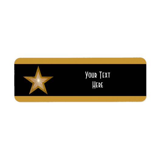 Bande Gold Star 'Your Text' étiquette blanc noir (Devant)