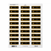 Bande Gold Star 'Your Text' étiquette blanc noir (Feuille entière)