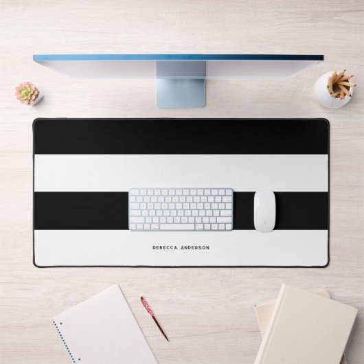 Bande horizontale minimaliste noire et blanche mod (Bureau 1)