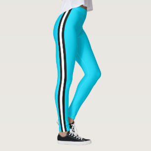 Bande latérale noire et blanche Sky Leggings bleus
