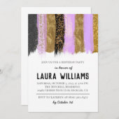 Bande métallique Or & Lavande Invitation Anniversa (Devant / Derrière)